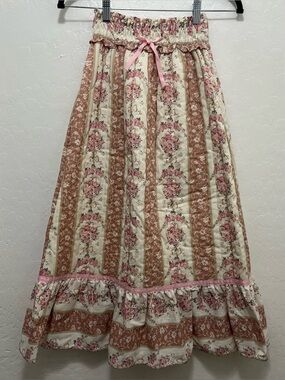 VTG Her Majesty Girls Size 7 Cottagecore Prairie Skirt Floral Ribbon Coquette